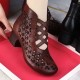 High Top Back Zipper Non-slip Hollow Out Soft Sole Casual Shoes - Brown image