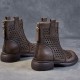 Comfortable Hollow Out Non Slip Round Head Ankle Boots - Brown image