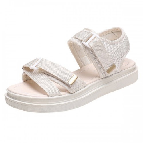 Comfortable Strappy Velcro Soft Sole Open Toe Flat Sports Sandals - Cream image