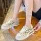 Soft Sporty Low Cut Lace Up Walking Canvas Ladies Sneakers - Beige image
