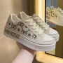 Soft Sporty Low Cut Lace Up Walking Canvas Ladies Sneakers - Beige
