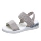 Comfy Open Toe Strappy Elastic Mesh Flat Sports Sandals - Grey image