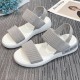 Comfy Open Toe Strappy Elastic Mesh Flat Sports Sandals - Grey image