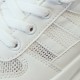Breathable Canvas Open Heels Slip On Flat Lace Up Sneakers - White image