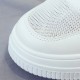 Breathable Canvas Open Heels Slip On Flat Lace Up Sneakers - White image