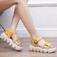 Roman Style Sequin Buckle Strappy Fish Mouth Women Sandals - Yellow image