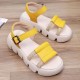Roman Style Sequin Buckle Strappy Fish Mouth Women Sandals - Yellow image