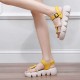 Roman Style Sequin Buckle Strappy Fish Mouth Women Sandals - Yellow image