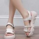 Roman Style Sequin Buckle Strappy Fish Mouth Women Sandals - Cream image