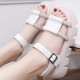 Roman Style Sequin Buckle Strappy Fish Mouth Women Sandals - Cream image