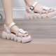 Roman Style Sequin Buckle Strappy Fish Mouth Women Sandals - Cream image