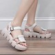 Roman Style Sequin Buckle Strappy Fish Mouth Women Sandals - Cream image