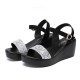 Sequin Platform Thick Bottom Strappy Women Sandals - Silver image
