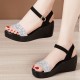 Sequin Platform Thick Bottom Strappy Women Sandals - Silver image