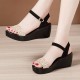 Sequin Platform Thick Bottom Strappy Women Sandals - Gold image