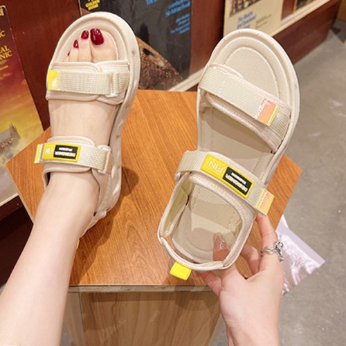 Comfortable Round Head Soft Bottom Women Sporty Sandals - Cream image