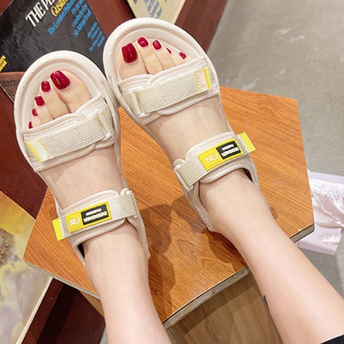 Comfortable Round Head Soft Bottom Women Sporty Sandals - Cream image