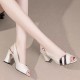 Stylish Peep Toe Buckle Closure High Heel Pumps Sandals - Cream image