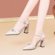 Strappy Buckle Closure Pointed Toe Party High Heel Sandals - Cream image