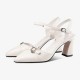 Strappy Buckle Closure Pointed Toe Party High Heel Sandals - Cream image