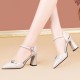 Strappy Buckle Closure Pointed Toe Party High Heel Sandals - Cream image