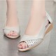 Open Toe Low Cut Flat Bottom Hollow Out Women Sandals - Beige image