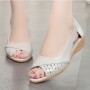 Open Toe Low Cut Flat Bottom Hollow Out Women Sandals - Beige
