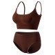 Sponge Mold Cup Sling Shape lingerie Camisole Women Bra - Brown image