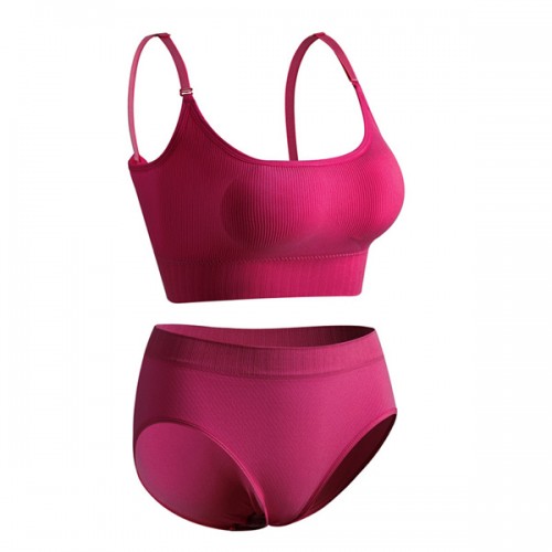 Sponge Mold Cup Sling Shape lingerie Camisole Women Bra - Pink image