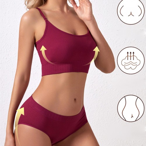 Sponge Mold Cup Sling Shape lingerie Camisole Women Bra - Pink image