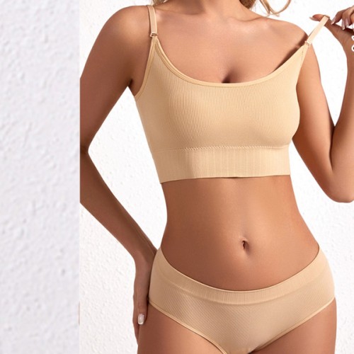 Sponge Mold Cup Sling Shape lingerie Camisole Women Bra - Cream image