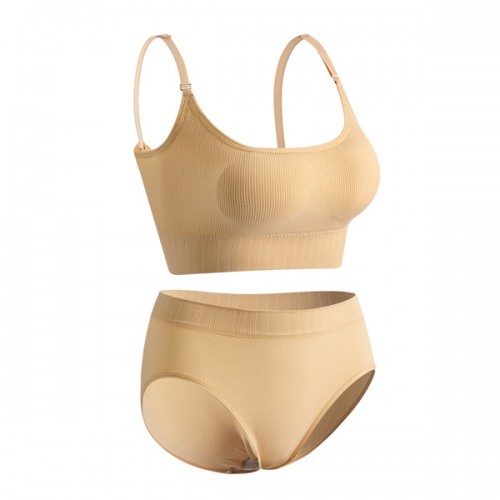 Sponge Mold Cup Sling Shape lingerie Camisole Women Bra - Cream image