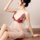 Elegant Rose Design V Neck Transparent Lingerie Nightdress Set - White image