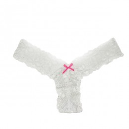 Good Look Women's Hollows Out Lace Floral Thong Panty Underwear - White