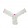 Good Look Women's Hollows Out Lace Floral Thong Panty Underwear - White