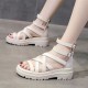Square Heel Strappy Back Zipper Open Toe Sports Sandals - White image