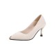 Soft Stiletto Shallow mouth Low Cut High Heeled Women Shoes - Cream image