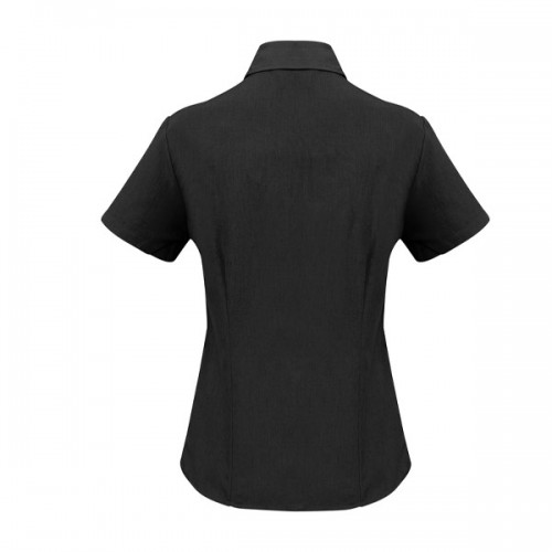 Trendy Plain Lapel Collar Button Closure Women Tops - Black image