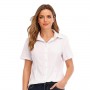 Trendy Plain Lapel Collar Button Closure Women Tops - White