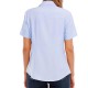 Trendy Plain Lapel Collar Button Closure Women Tops - Light Blue image