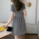 Comfortable Soft V Neck Floral Empire Waist A Line Women Mini Dress - Black image