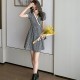 Comfortable Soft V Neck Floral Empire Waist A Line Women Mini Dress - Black image