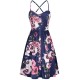 Elegant Blossom Sleeveless Big Hem Midi Dress - Blue image