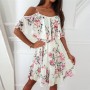 Ruffle Off Shoulder Spaghetti Trumpet Sleeves Midi Dress - White