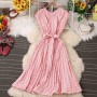 Elegant Polka Dot Sleeveless High Waist Midi Dress - Pink