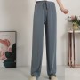 Soft Lace Up Wide Leg Long High Waist Palazzo Trouser Pants - Light Blue