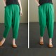 Side Pockets Loose Fit Elastic Cropped Trouser Pants - Green image