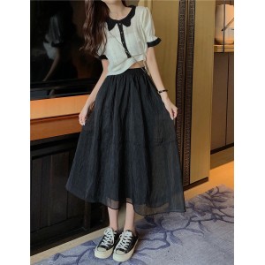 Urban Black High-Waist Flared Midi Skirt