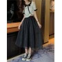 Urban Black High-Waist Flared Midi Skirt