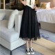 Urban Black High-Waist Flared Midi Skirt image